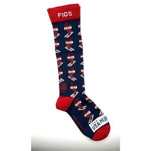 1 Pair FIGS Compression USA Red & Navy Blue Socks Size Small